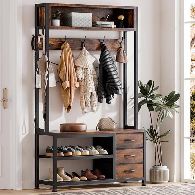 Hall Tree with Bench and Shoe Storage